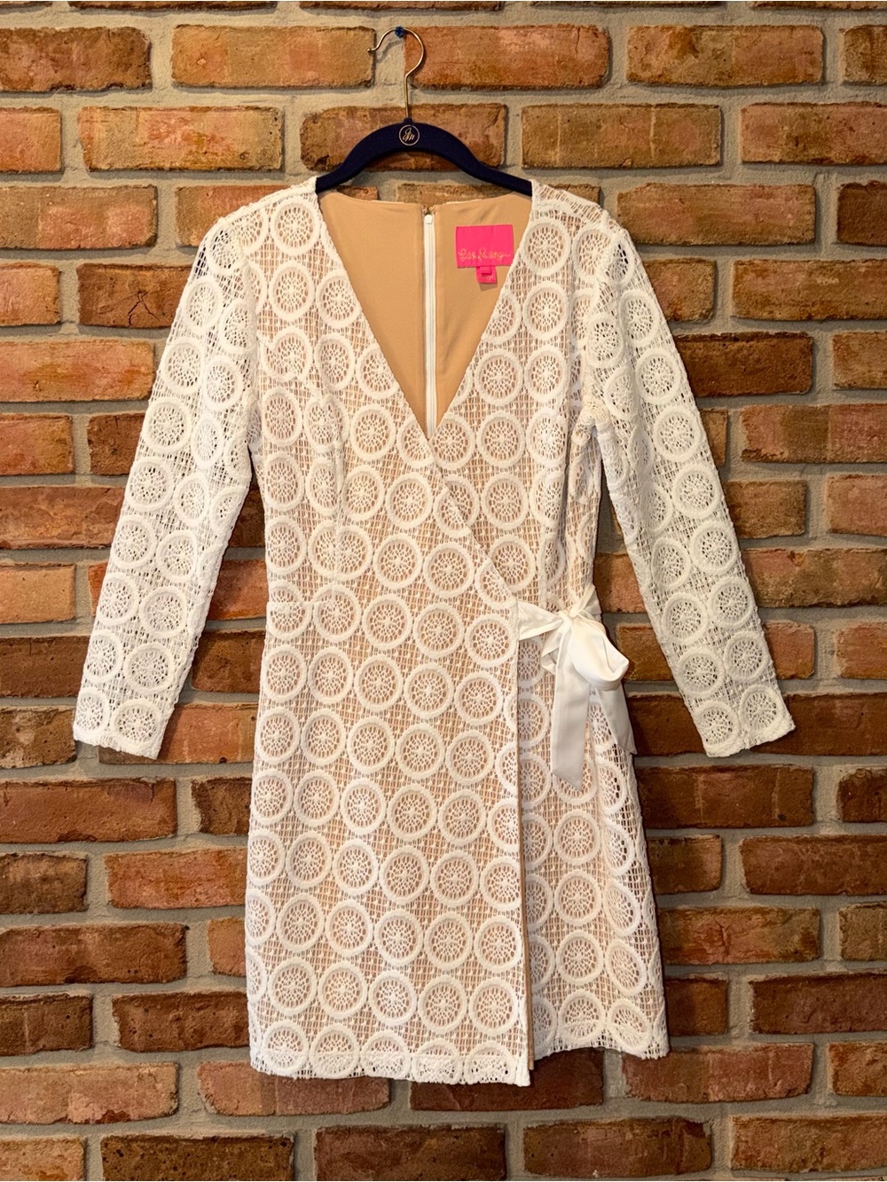 Lilly Pulitzer Tiki Wrap Romper White Lace V-Neck Size Small